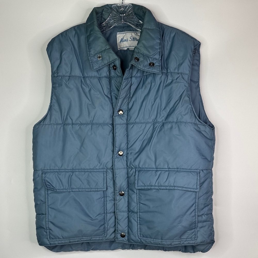 Vintage Sears Men's Store Blue Puffer Vest Size Large Korea